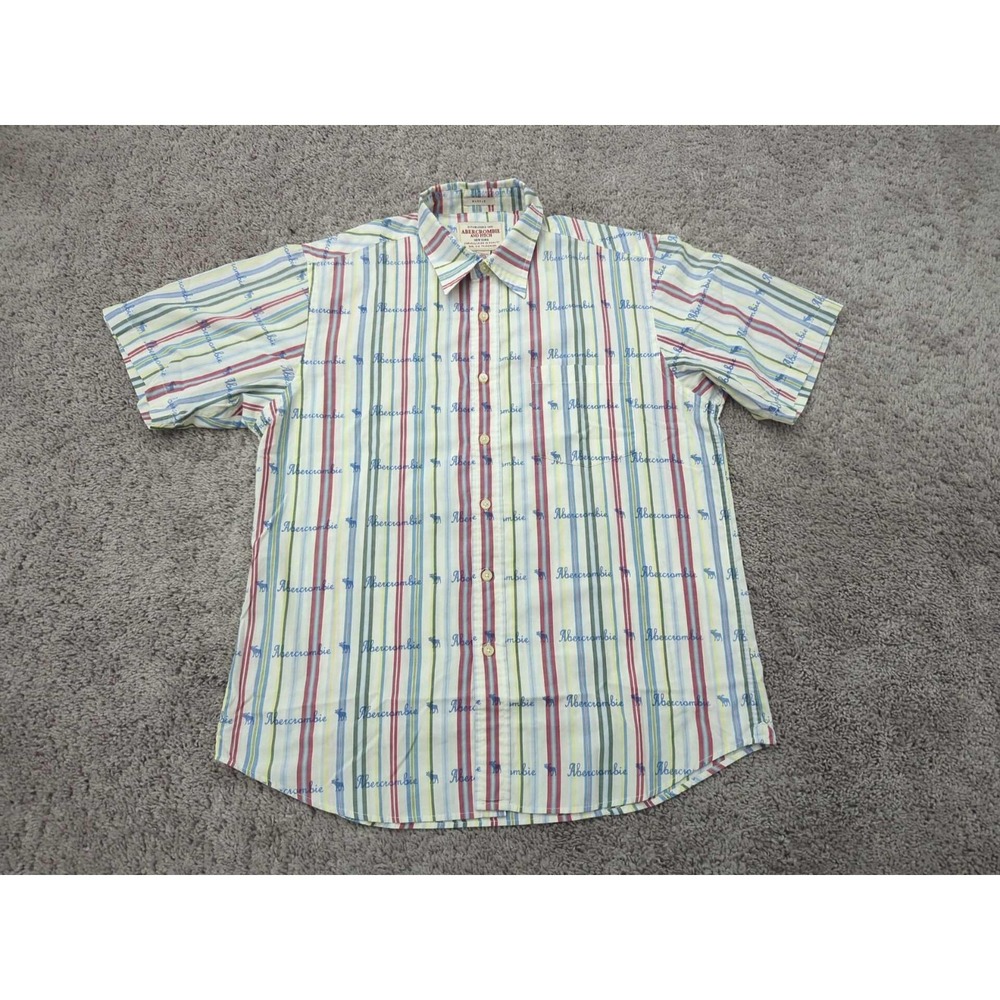 Vintage Abercrombie & Fitch Button Up Shirt Mens L Muscle Fit Made in Hong Kong